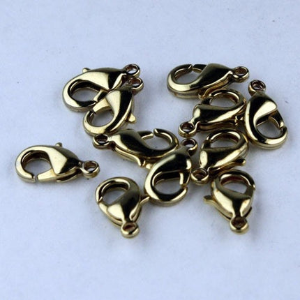 SALE Sale 50 pcs of Solid Brass RAW lobster claw clasp 12X7mm - Natural Brass Color