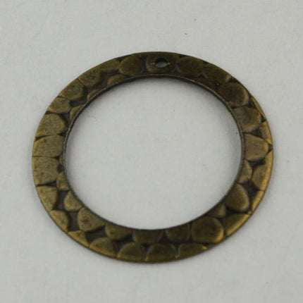 12 pcs of Antique Brass Finished Hammered Pattern Round donut Links - 23.5mm