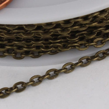 12 Ft. of Antique Brass Finished Flat Cable Chains - 3x2.2mm unsoldered - 322FLAT