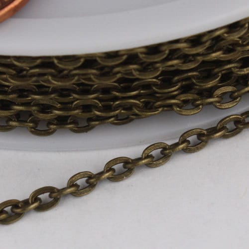 12 Ft. of Antique Brass Finished Flat Cable Chains - 3x2.2mm unsoldered - 322FLAT