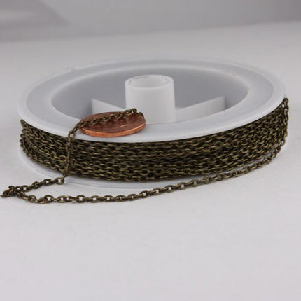 12 Ft. of Antique Brass Finished Flat Cable Chains - 3x2.2mm unsoldered - 322FLAT