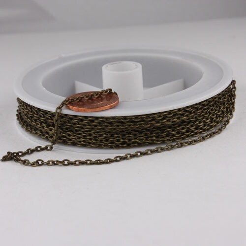 12 Ft. of Antique Brass Finished Flat Cable Chains - 3x2.2mm unsoldered - 322FLAT