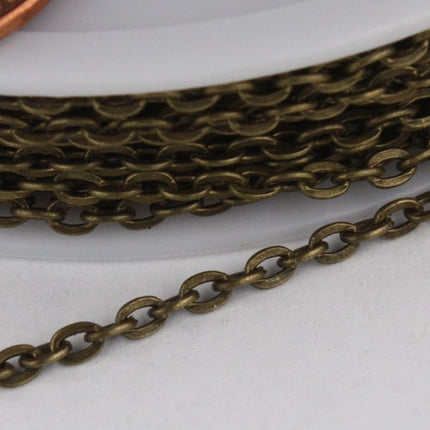 SALE Sale 50 feet. of Antique Brass Finished Flat Cable Chains - 3x2.2mm unsoldered