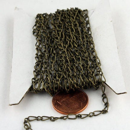 32 feet of Antique Brass Finished Long and Short Curb Chain - 5.8x2.8mm 3.5x2.8mm 0.6mm Unsoldered Link