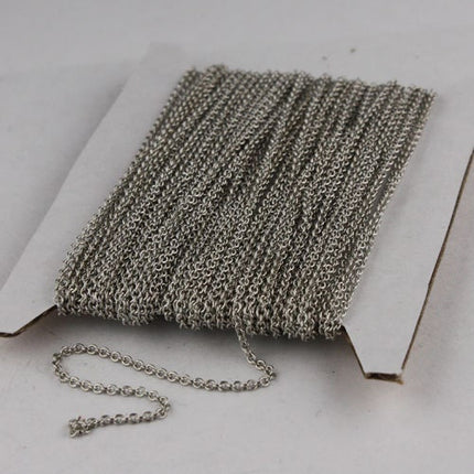 Rhodium Plated Chain Bulk, 100ft of Tiny Round SOLDERED Chain Cable Chain 1.6x1.4mm- Free Jump Rings 50pcs Dainty Delicate  Chain - 1614S