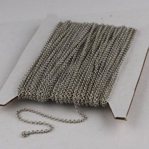Rhodium Plated Chain Bulk, 100ft of Tiny Round SOLDERED Chain Cable Chain 1.6x1.4mm- Free Jump Rings 50pcs Dainty Delicate  Chain - 1614S