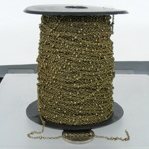 32 feet of Antique Bronze Bulk Chain, Tiny Antique Brass Cable BALL Chain - 2.0x1.4mm SOLDERED Sattellite Chain - 2014SAT