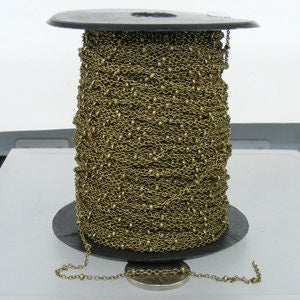 100 feet of Antique Bronze Chain Bulk Chain, tiny Antique Brass Cable BALL Chain - 2.0x1.4mm SOLDERED Sattellite Chain - 2014SAT