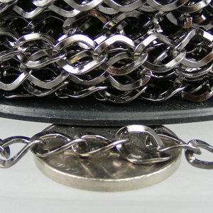 10ft of Gunmetal  Finished Big Hammered Curb Chain - 7.8x6.0mm Unsolodered Link 18G