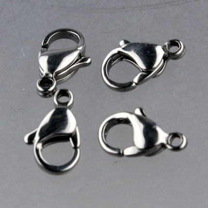 100 pcs of STAINLESS Steel Lobster Clasp Parrot Clasp Claw Clasp - 13x8mm Solid Stainless Steel Lobster Clasp - STLOB13