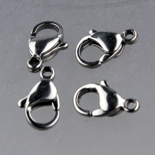 100 pcs of STAINLESS Steel Lobster Clasp Parrot Clasp Claw Clasp - 13x8mm Solid Stainless Steel Lobster Clasp - STLOB13
