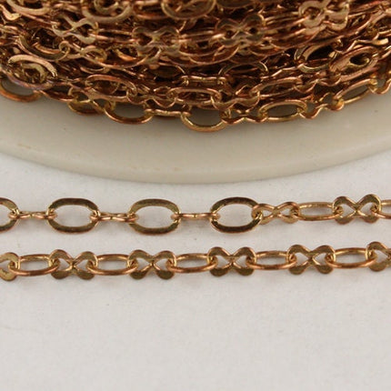 10 feet Raw Brass (Copper Color) Chain of SOLDERED Figure 8 chain Connector Chain - 3.9x2.7mm links - 843F