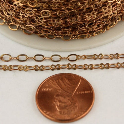 10 feet Raw Brass (Copper Color) Chain of SOLDERED Figure 8 chain Connector Chain - 3.9x2.7mm links - 843F