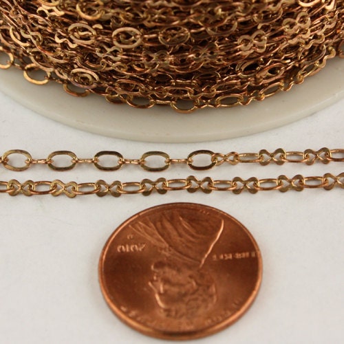 10 feet Raw Brass (Copper Color) Chain of SOLDERED Figure 8 chain Connector Chain - 3.9x2.7mm links - 843F