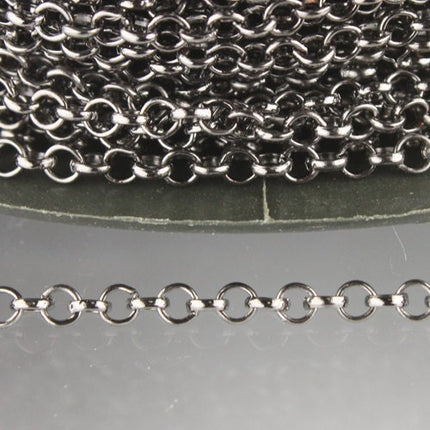 32 ft spool of Gunmetal Finished Round Soldered Cable Chain - 3.4x3.0mm SOLDERED Link