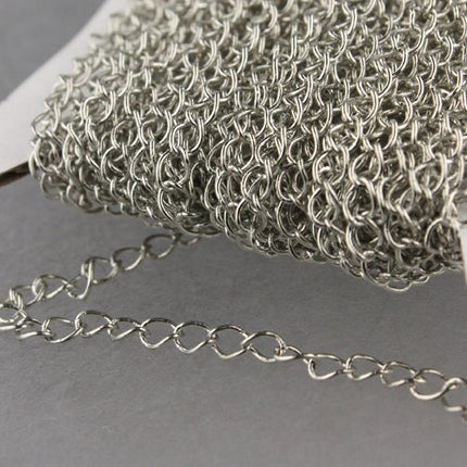 32 ft Rhodium SOLDER Curb Chain EXTENDER Chain Antique Silver - 4x3mm Soldered Link - 43CURB