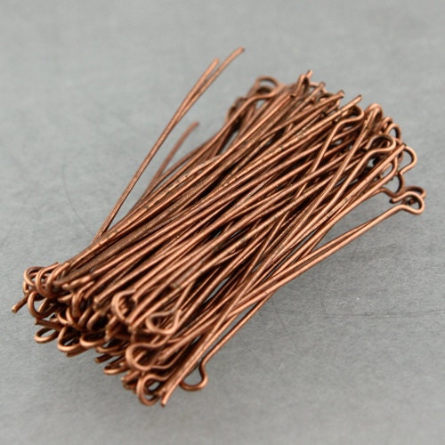 300 Antiqued Copper Eyepins Eye Pins Headpins - 2 inch (50mm) 21 Gauge 21G