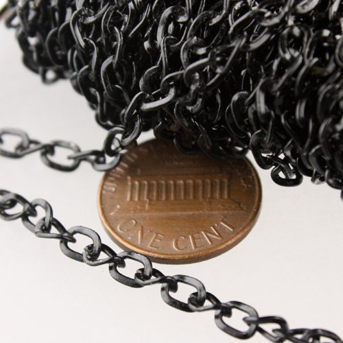 New Sale Price 50 ft of Black Finished Twist Hammered Fashion Curb Chain - 5.2x3.8mm 22G Unsordered Link