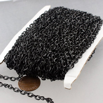New Sale Price 50 ft of Black Finished Twist Hammered Fashion Curb Chain - 5.2x3.8mm 22G Unsordered Link