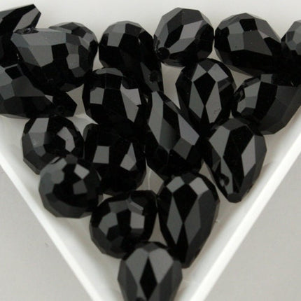 20 pcs of Jet Color Crystal Quartz Faceted Briolette BIG Teardrop - 8x13mm