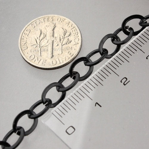 10 ft Black Flat Chain Cable Chain BIG Fashion Chain - 7.8x6.0mm - Unsoldered Link - Bulk Chain Necklace Wholesale DIY - 7860FL