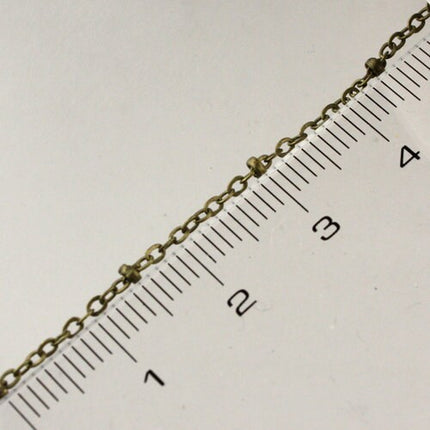 100 ft Antique Brass Satellite Chain Flat BALL Chain - 2.4x1.7mm SOLDER Chain link - Antique Bronze Tiny Small Ball Flat Cable  - 2417SAT