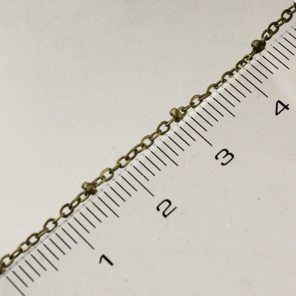 NEW New 32 ft spool of Antique Brass Finished over brass Flat Tiny Satellite BALL Chain - 2.4x1.7mm SOLDERED link - 2417SAT