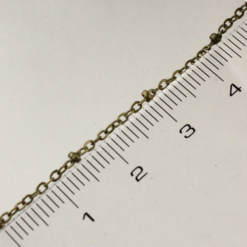 32 ft Antique Brass Satellite Chain Flat BALL Chain - 2.4x1.7mm SOLDERED link - Antique Bronze Tiny Small Ball Flat Cable Chain- 2417SAT