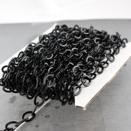 32 ft Black Flat Chain Cable Chain BIG Fashion Chain - 7.8x6.0mm - Unsoldered Link - Bulk Chain Necklace Wholesale DIY - 7860FL