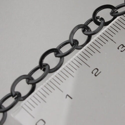 32 ft Black Flat Chain Cable Chain BIG Fashion Chain - 7.8x6.0mm - Unsoldered Link - Bulk Chain Necklace Wholesale DIY - 7860FL