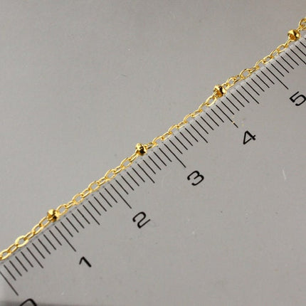 300 ft Gold Plated Satellite Chain Flat BALL Chain - 2.4x1.7mm SOLDERED link - Tiny Small Ball Flat Cable Chain - Bulk Wholesale  - 2417SAT
