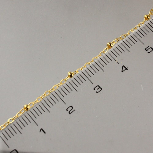 100 ft Gold Plated Satellite Chain Flat BALL Chain - 2.4x1.7mm SOLDERED link - Tiny Small Ball Flat Cable Chain - Bulk Wholesale  - 2417SAT