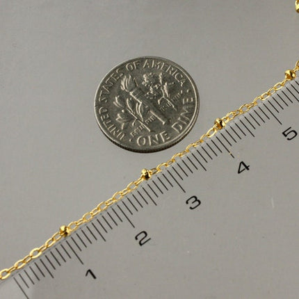 100 ft Gold Plated Satellite Chain Flat BALL Chain - 2.4x1.7mm SOLDERED link - Tiny Small Ball Flat Cable Chain - Bulk Wholesale  - 2417SAT