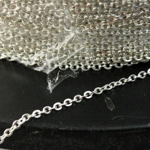 925 SOLID Sterling Silver Chain Bulk, 10 ft. Little Tiny Flat Round Cable Chain Solid Silver - 1.6x1.25mm - SS16125