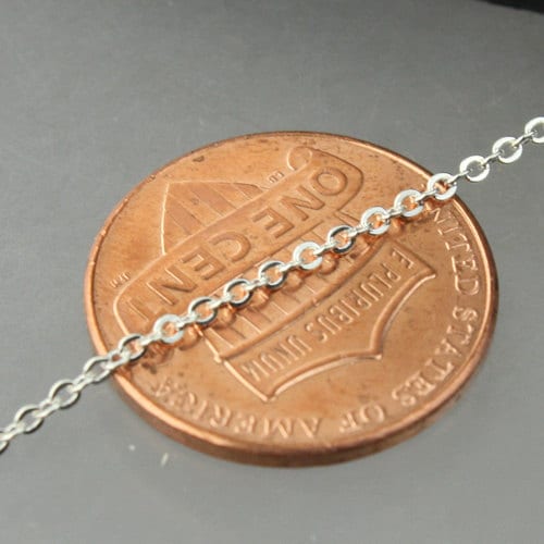 925 SOLID Sterling Silver Chain Bulk, 10 ft. Little Tiny Flat Round Cable Chain Solid Silver - 1.6x1.25mm - SS16125