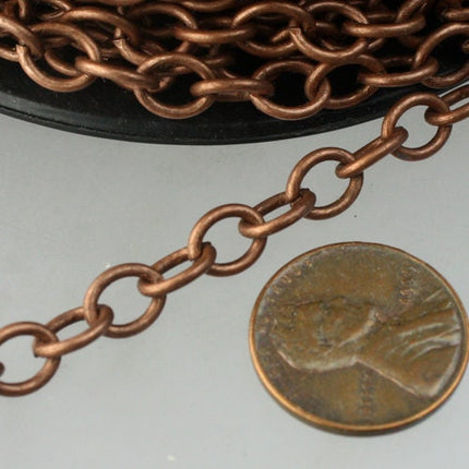 10 ft of Antiqued Copper Big Heavy Cable chain - 7.8x6.3mm 1.2mm unsoldered links