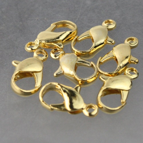 100 pcs of Gold Plated over iron lobster claw clasp 12mm