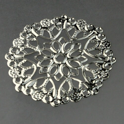 10 pcs of Antique silver Plated filigree drop 35mm