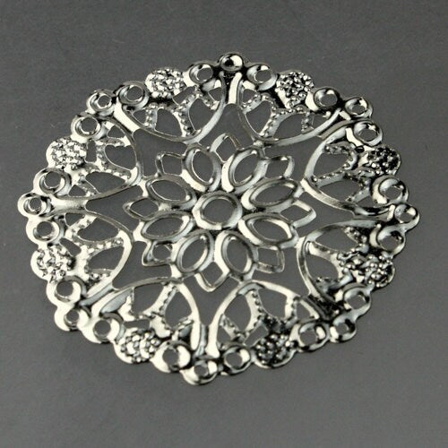 10 pcs of Antique silver Plated filigree drop 35mm