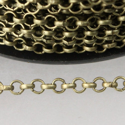SALE Sale 12 ft of Antique Brass  Plated Rolo Cable Chain 3.2mm - Unsoldered Links