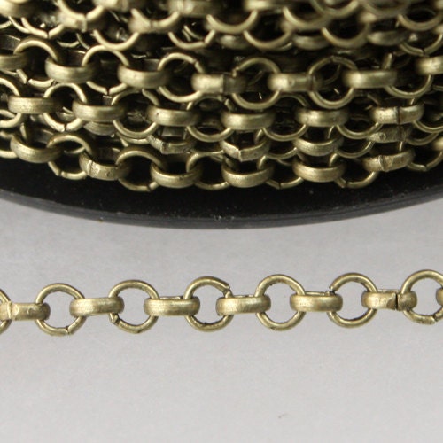 SALE Sale 12 ft of Antique Brass  Plated Rolo Cable Chain 3.2mm - Unsoldered Links