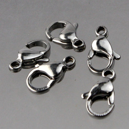 10 STAINLESS Steel Lobster Clasp Parrot Clasp Claw Clasp - 12x7mm Solid Stainless Steel Lobster Clasp