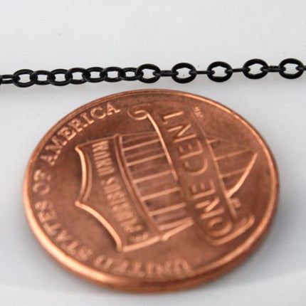 10 ft spool of BLACK Finished brass little Oval Flat Soldered Cable Chain 2.4x1.7mm - 2417F