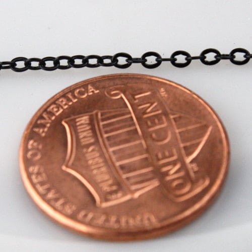 10 ft spool of BLACK Finished brass little Oval Flat Soldered Cable Chain 2.4x1.7mm - 2417F