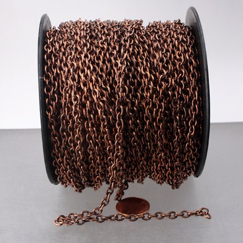 Antique Copper Chain bulk Chain, 10 ft of Antique Copper Finished Big Heavy Cable chain - 6.0x4.5 1.2mm unsoldered links