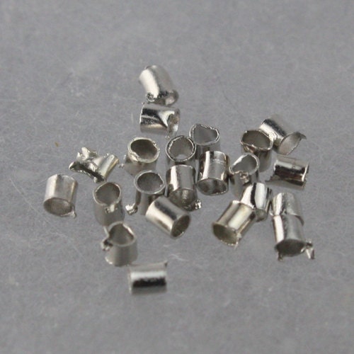 500 pcs of rhodium plated crimp tube - 1.5x1.5mm