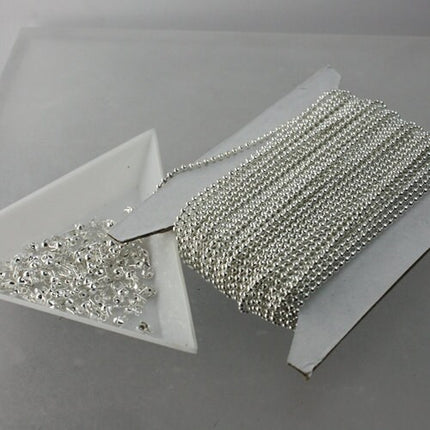 SALE Sale 300 ft. spool of Sterling Silver finished ball chain - 1.5mm ball size with 100 pcs of connecotor(crimp) - 15BALL