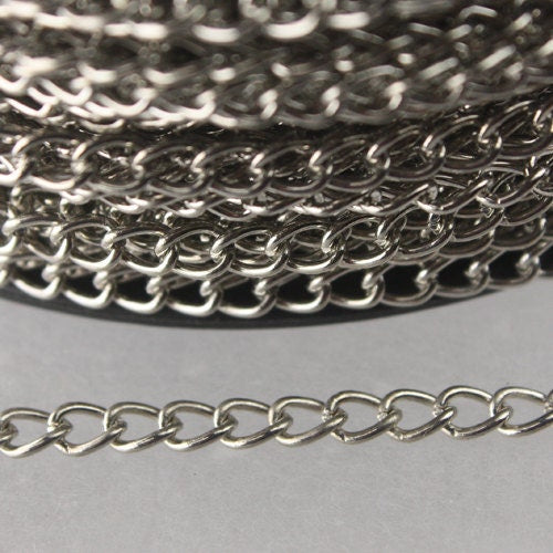 32 feet of Rhodium Plated curb chain Large Big Link Curb Chain - 4.9x3.7mm unsoldered link - 4937CU