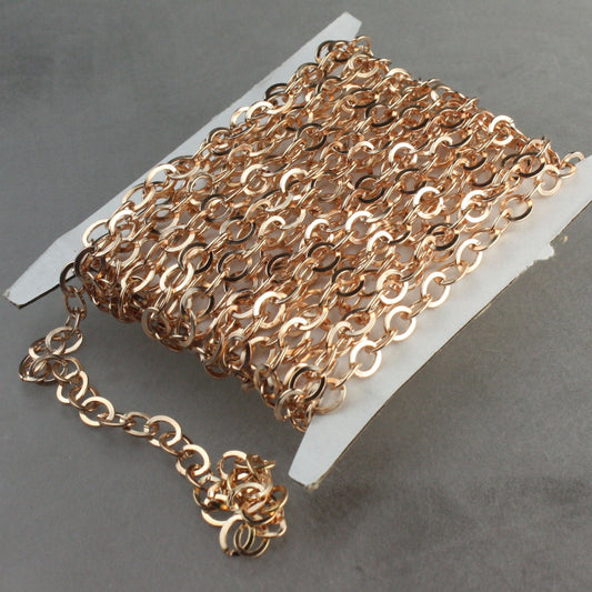 10 ft Copper Flat Chain Cable Chain BIG Fashion Chain - 7.8x6.0mm - Unsoldered - Bulk Chain Necklace Wholesale DIY Jewelry Chain - 7860FL