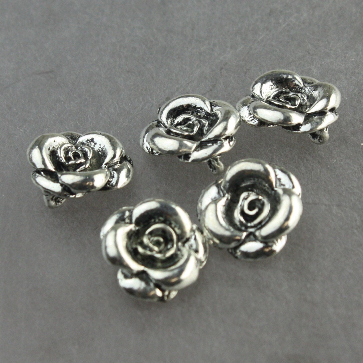 10 pcs of Antique Silver Rosebud Charms Rose Charms Rose Bud Flower Charms Pewter Silver Charms